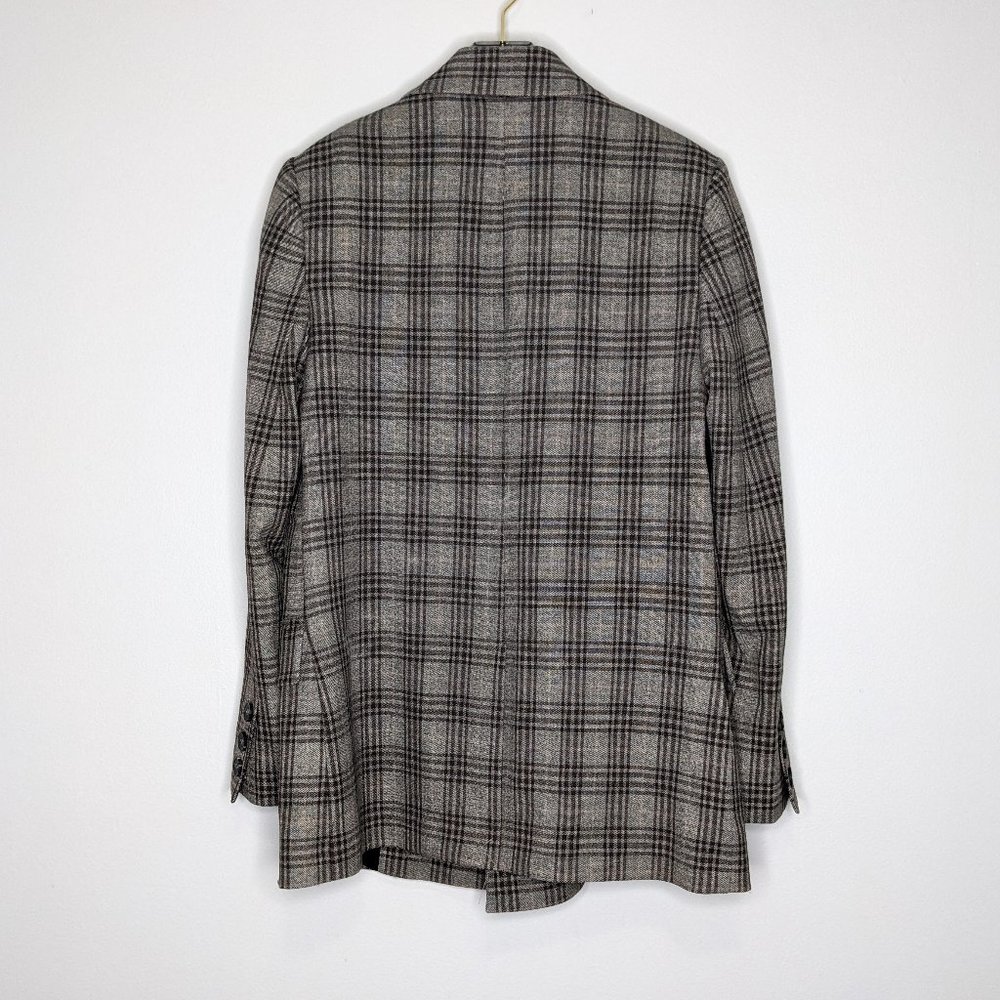 Free People Gray Tone Plaid Ashby Blazer Long Sleeve Double Breasted Size S - Picture 3 of 9